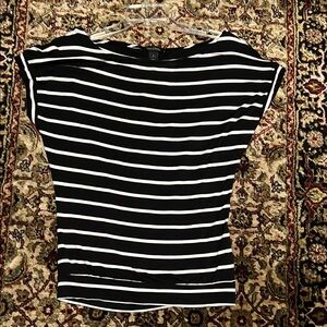 White House Black Market Striped Tee Button Down Back Size Small